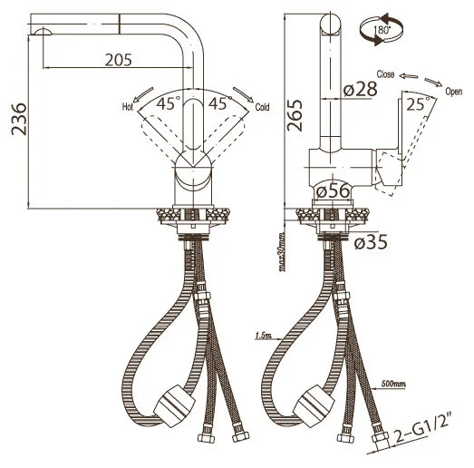 Смеситель для кухни BelBagno Tanaro хром TAN-LADM-CRM Hanex