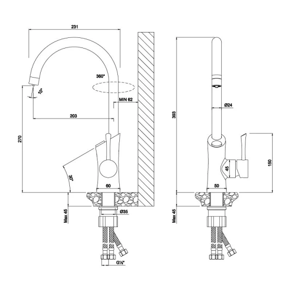 Смеситель для кухни с подключением к фильтру питьевой воды Lemark Comfort LM3072C Hanex