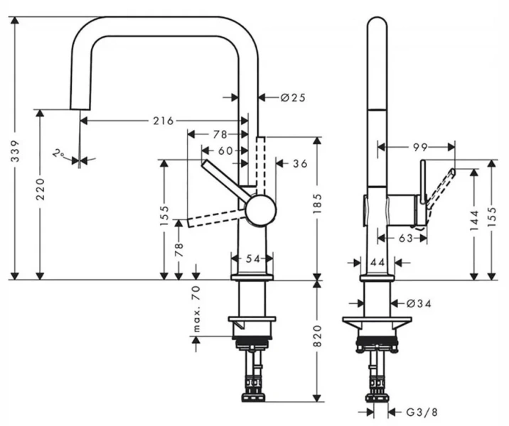 Смеситель для кухни Hansgrohe Talis M54 черный матовый 72844670 Hanex
