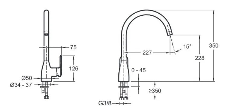 Смеситель для кухни Jacob Delafon Kumin однорычажный E99477-CP Hanex