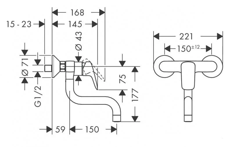 Смеситель для кухни Hansgrohe Logis настенный 71836000 Hanex
