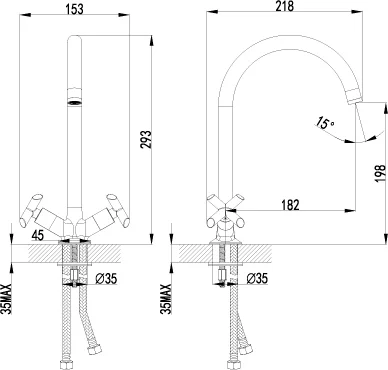 Смеситель для кухни, хром Lemark Practica LM7504C Hanex