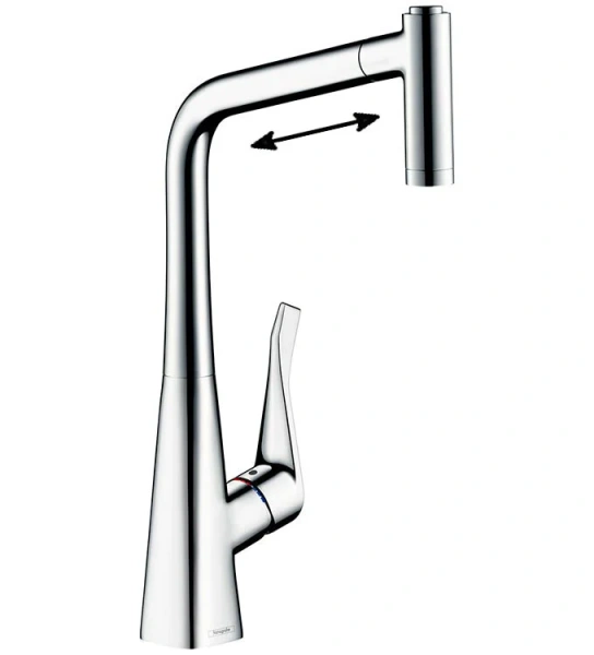 Смеситель для кухни Hansgrohe Metris 14820 с выдвижным изливом Hanex