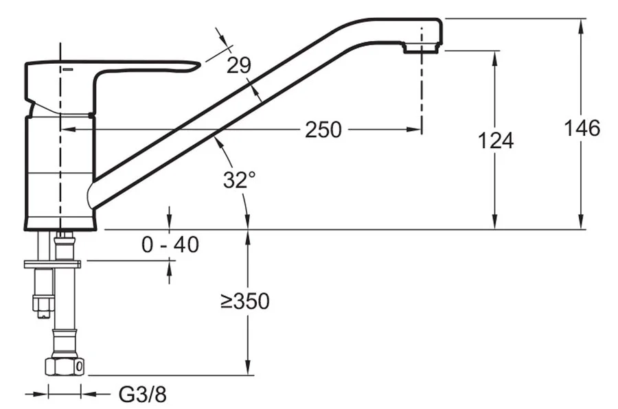 Смеситель для кухни Jacob Delafon July однорычажный E16084-4-CP Hanex