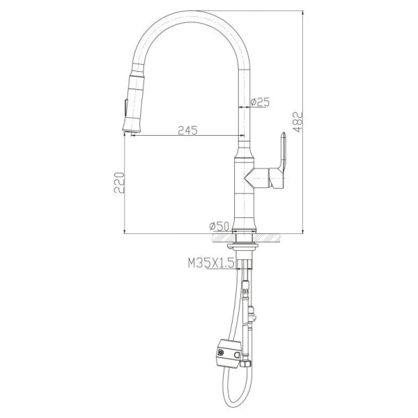 Смеситель для кухни BelBagno Nova двухрежимный BB-LAM38-IN Hanex
