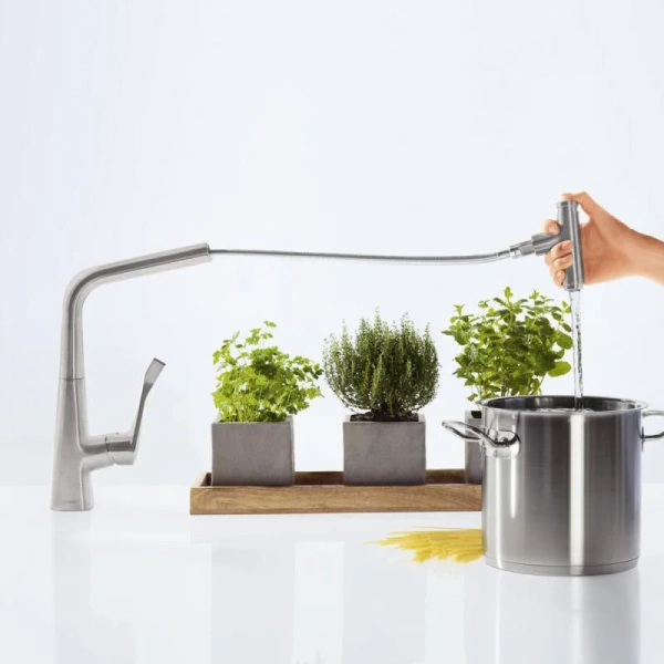 Смеситель для кухни Hansgrohe Metris Select M71 14857 с выдвижным изливом Hanex