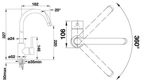 Смеситель для кухни хром Blanco Mida 524201 Hanex