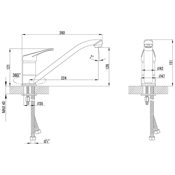 Смеситель для кухни Lemark Omega LM3104C Hanex