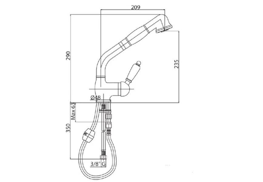 Смеситель для кухни Cezares Vintage хром, ручка Swarovski VINTAGE-LLDM-01-Sw Hanex