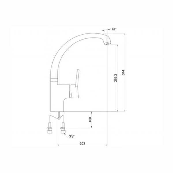 Смеситель для кухни Timo Junior INOX хром 1906F chrome Hanex
