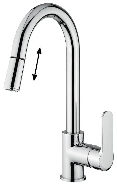 Смеситель с выдвижным изливом для кухни Emmevi Nefer CR77066 77066CR Hanex