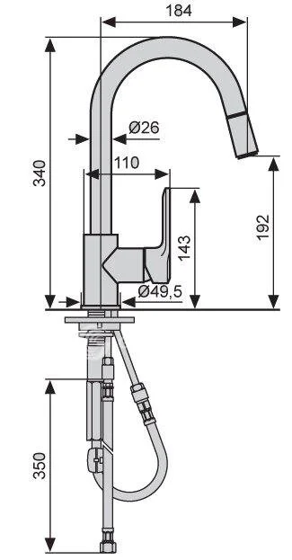 Смеситель с выдвижным изливом для кухни Emmevi Nefer CR77066 77066CR Hanex