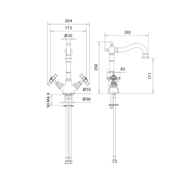 Смеситель для кухни Migliore Princeton 182 с защитой от обратного потока Hanex