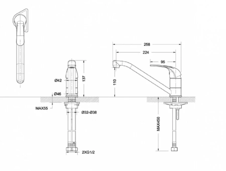 Смеситель для кухни Bravat FIT F7135188CP-RUS Hanex