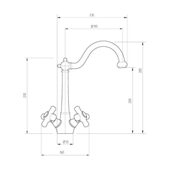 Смеситель для кухни Migliore Provance 182 двухвентильный Hanex