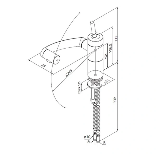 Смеситель для кухни Damixa Arc черный 290007364 Hanex