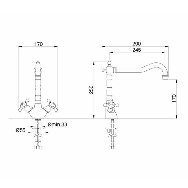 Смеситель для кухни Migliore Revival 18 с поворотным изливом Hanex