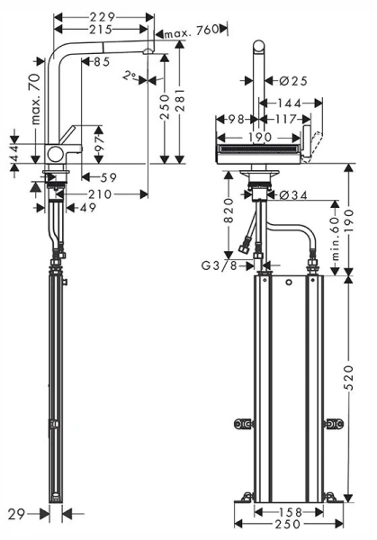 Смеситель для кухни Hansgrohe Aquno Select с вытяжным душем 73830800 Hanex