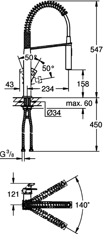Смеситель для кухни Grohe Eurocube 31395000 Hanex