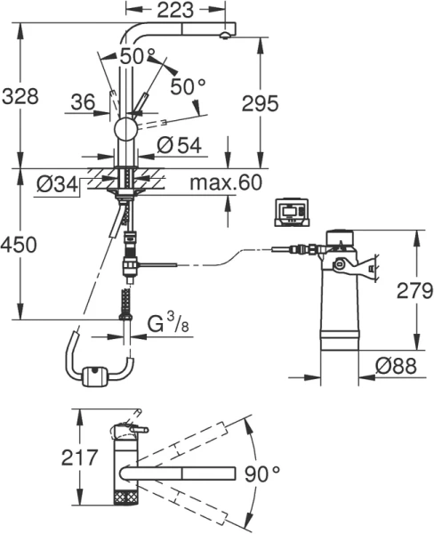 Смеситель для кухни с функцией фильтрации воды Grohe Blue 30382 Hanex