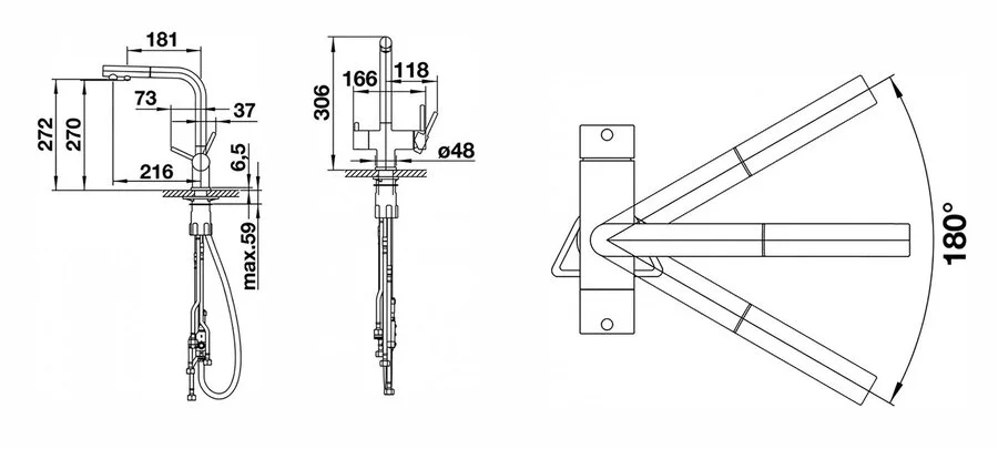 Смеситель для питьевой воды Blanco Fontas-S II темная скала 525207 Hanex
