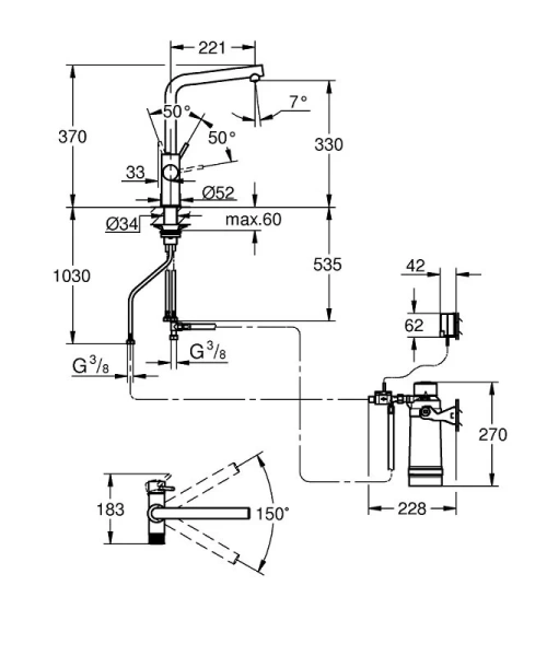 Смеситель для питьевой воды Grohe Blue Pure хром 30589000 Hanex