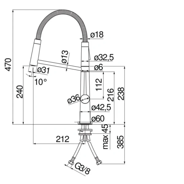 Смеситель для кухни Nobili Levante MV123300 с выдвижным изливом Hanex