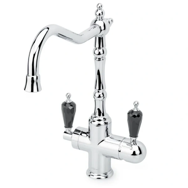 Смеситель для питьевой воды Boheme Kitchen хром ручка Swarovski черная 113-BSW Hanex