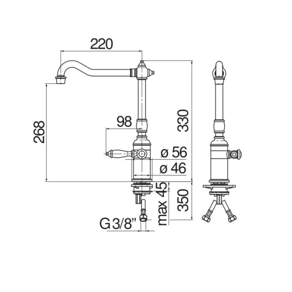 Смеситель для кухни Nobili Charlie бронза CH75113BR Hanex