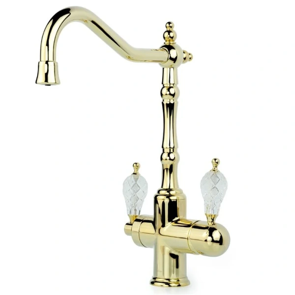 Смеситель для питьевой воды Boheme Kitchen золото ручка хрусталь 112-CRST Hanex
