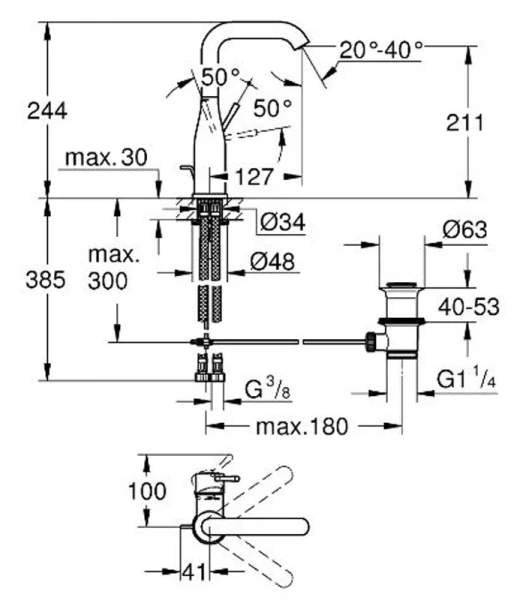 Смеситель для раковины Grohe Essence New 32628 Hanex