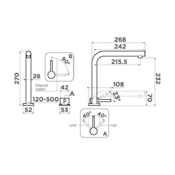 Смеситель для питьевой воды Omoikiri Nara 2 Plus BN нержавеющая сталь 4994368 Hanex