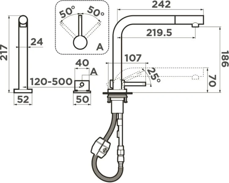 Смеситель для кухни Omoikiri Nara-S-C хром 4994322 Hanex