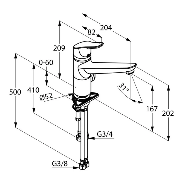 Смеситель для кухни Kludi Objekta с переключателем 325770575 Hanex