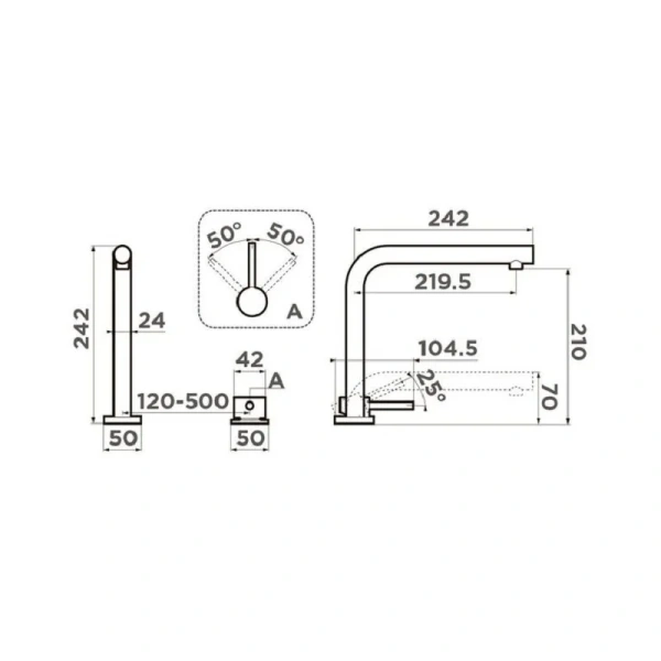 Смеситель для кухни Omoikiri Nara-BN нержавеющая сталь 4994328 Hanex