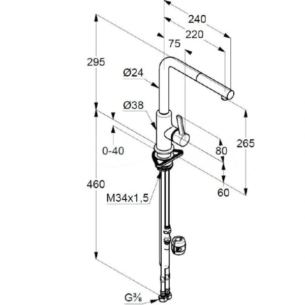 Смеситель для кухни Kludi L-ine черный матовый 408513975 Hanex