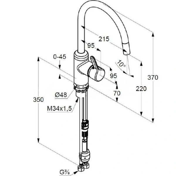 Смеситель для кухни Kludi Bingo Star черный матовый 428513978 Hanex
