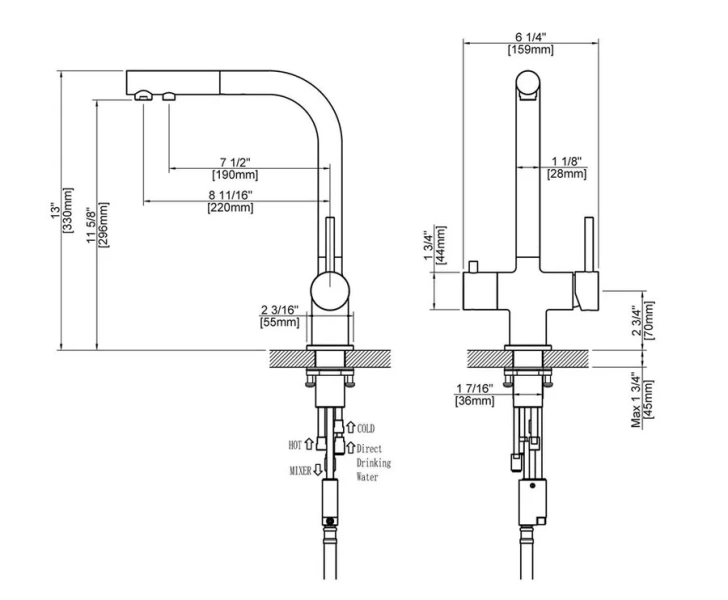 Смеситель для питьевой воды Timo Saona черное золото 2356/18FL Hanex