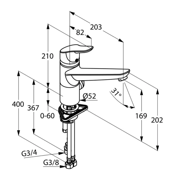 Смеситель для кухни Kludi Objekta с переключателем 325760575 Hanex