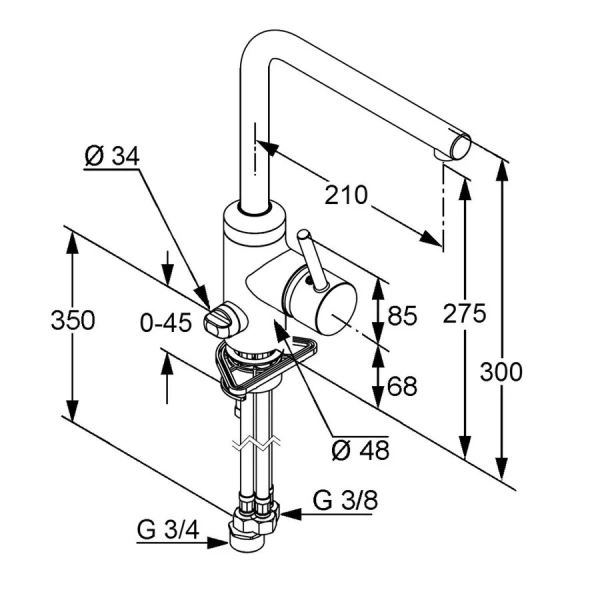 Смеситель для кухни Kludi L-ine с переключателем 428160577 Hanex
