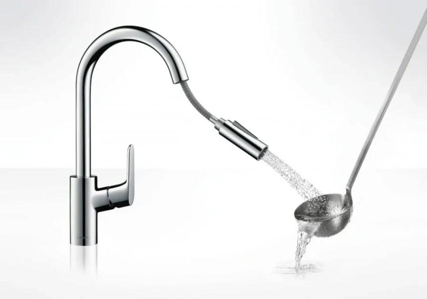 Смеситель для кухни Hansgrohe Focus вытяжной излив, черный матовый 31815670 Hanex