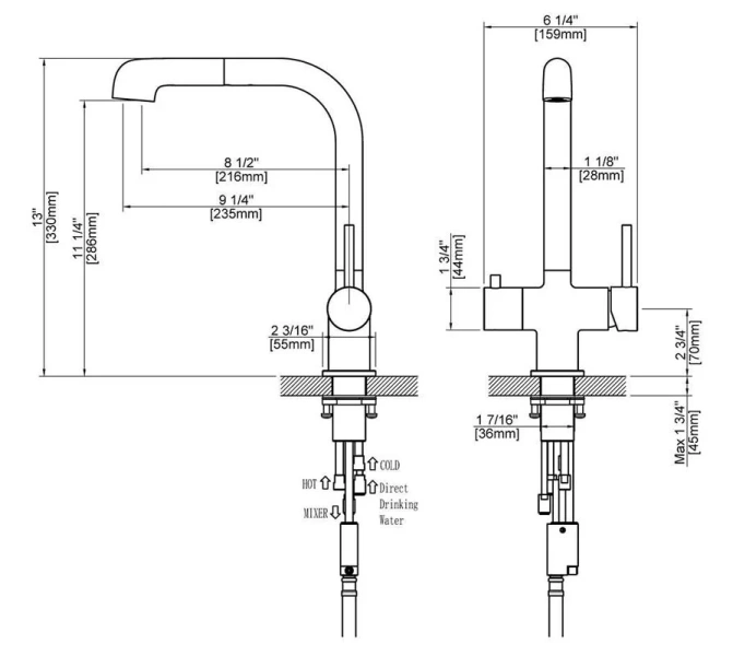 Смеситель для питьевой воды Timo Saona золото матовое 2346/17FL Hanex