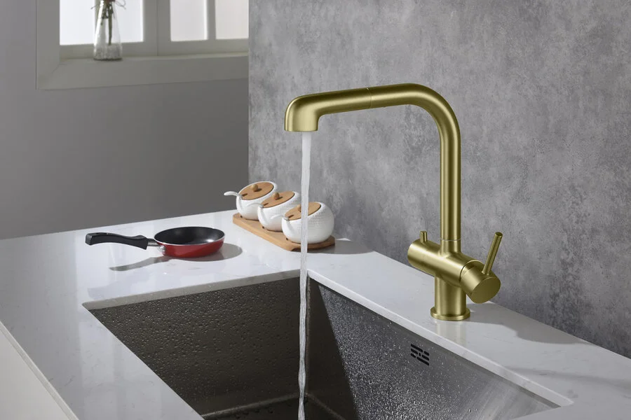 Смеситель для питьевой воды Timo Saona золото матовое 2346/17FL Hanex