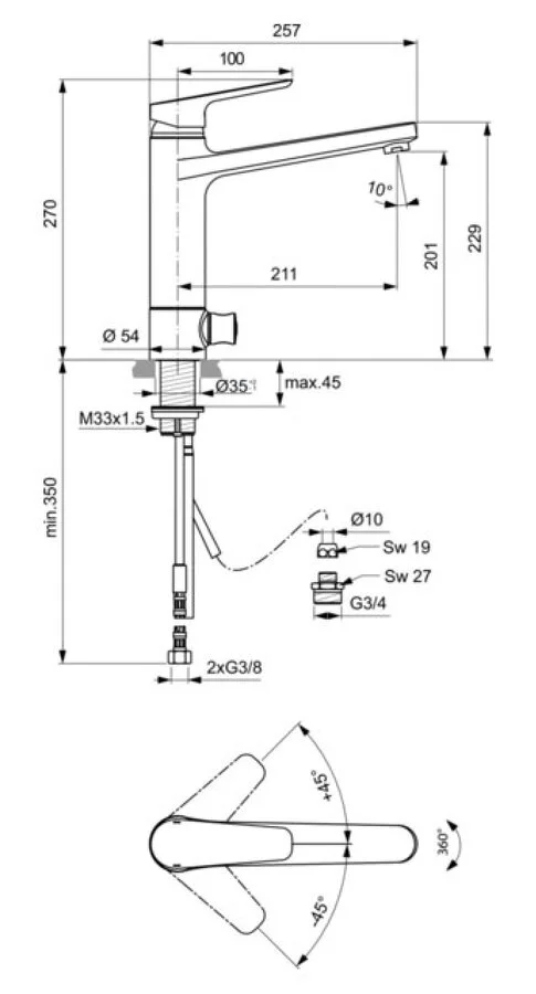 Смеситель для кухни Ideal Standard Ceraplan III однорычажный B0955AA Hanex