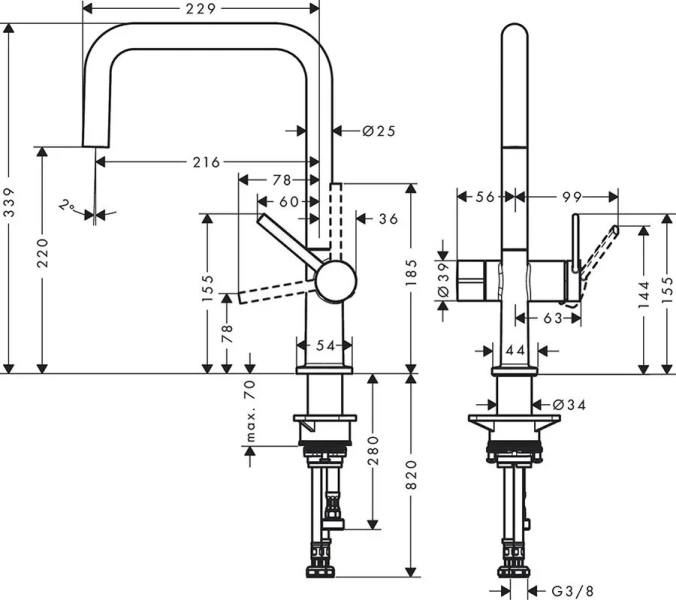 Смеситель для кухни Hansgrohe Talis M54 сталь 72807800 Hanex