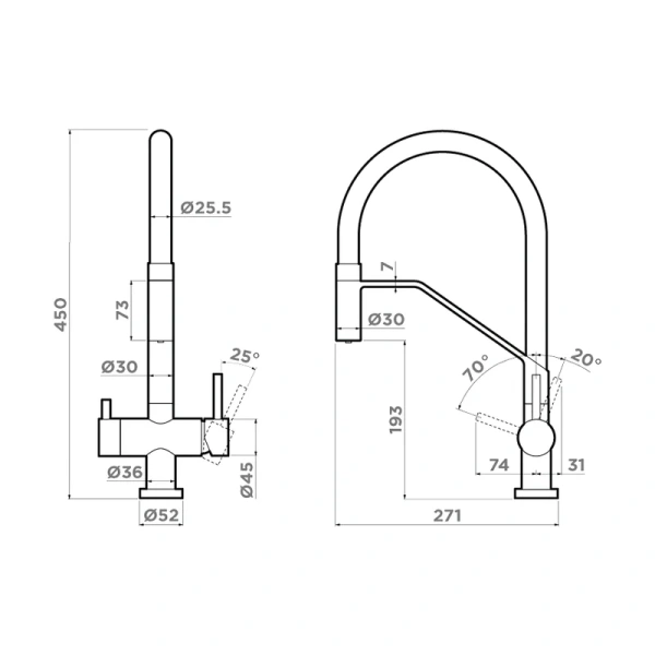 Смеситель для питьевой воды Omoikiri Akeno bn нержавеющая сталь 4994544 Hanex
