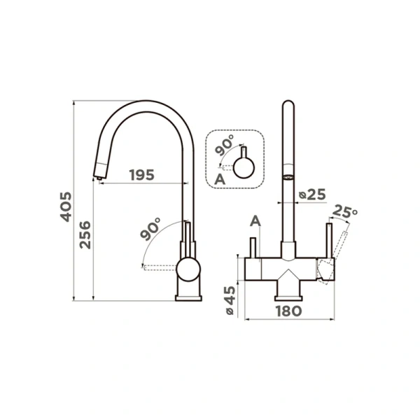 Смеситель для кухни Omoikiri Akita-GB графит 4994354 Hanex