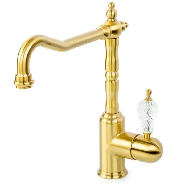 Смеситель для кухни Boheme Kitchen бронза ручка хрусталь 101-CRST Hanex