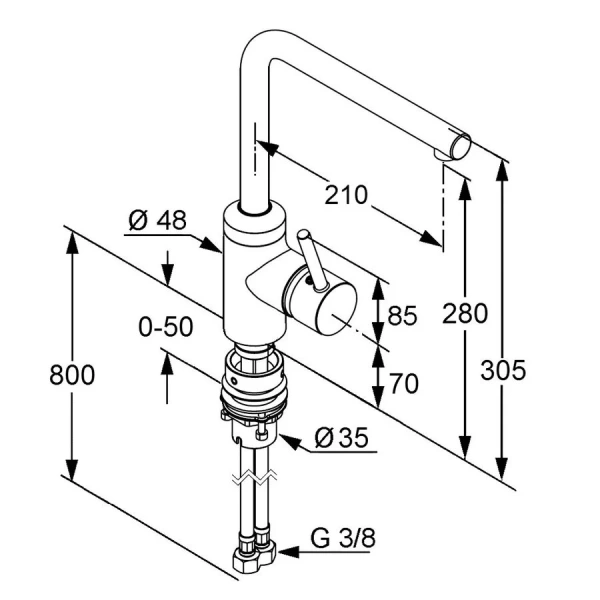 Смеситель для кухни Kludi L-ine байонетное крепление 428170577 Hanex