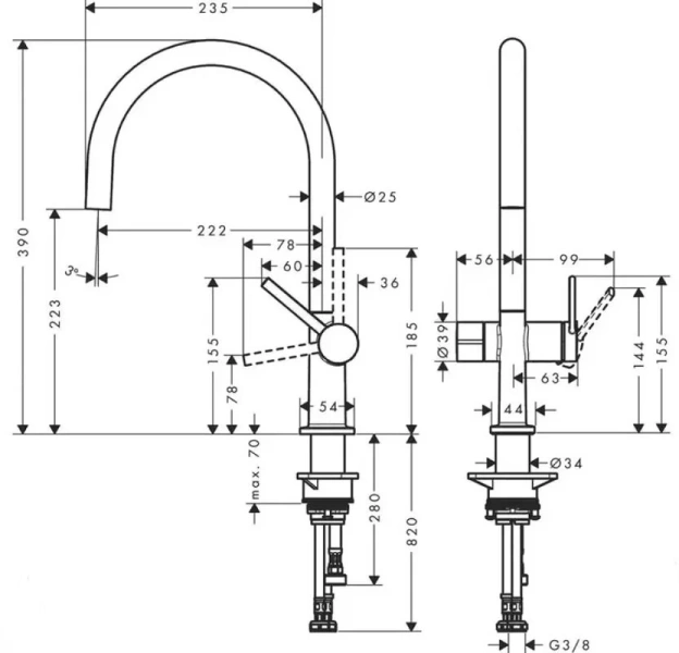 Смеситель для кухни Hansgrohe Talis M54 хром 72805000 Hanex